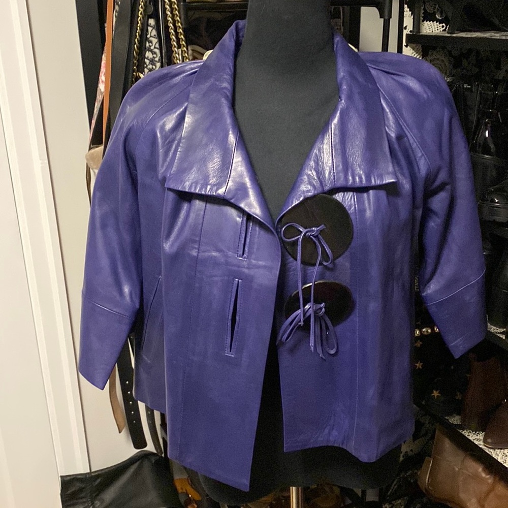 Stunning purple leather bolero jacket